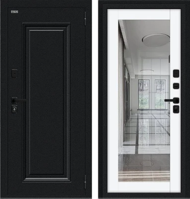 Дверь Браво Thermo Флэш МФ/SBlack-Букле черное/White Silk